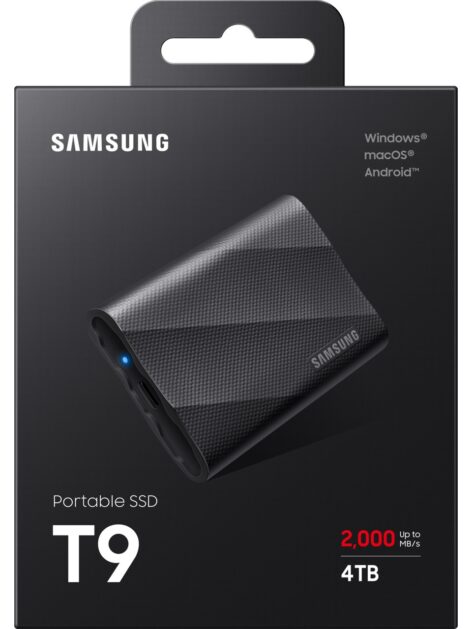 Samsung T9 4TB Mini USB 3.2 Gen 2.2 Type C Siyah Taşınabilir SSD MU-PG4T0B/WW